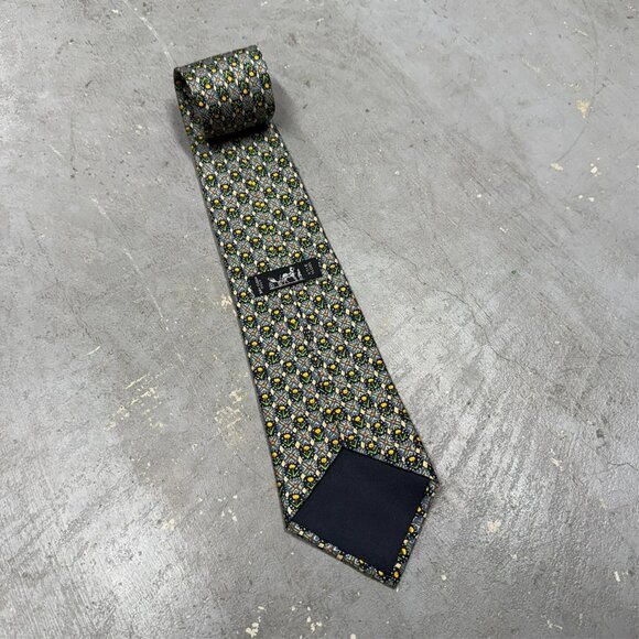 Hermes Tie Sunflower Pattern 100% Silk Made in France Satin 4" - Picture 3 of 5